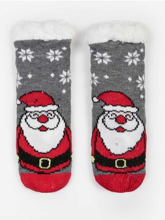 Non-slip Santa Claus socks for children with fur