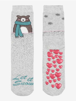 Non-slip socks for girls in warm cotton