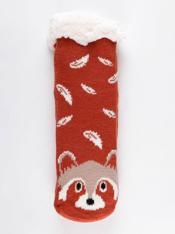 Non-slip socks with fur