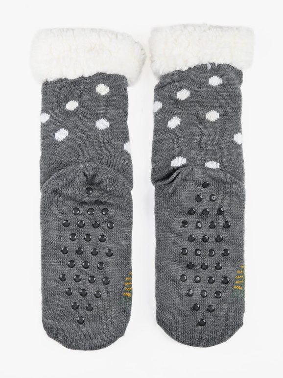 Non-slip socks with inner fur
