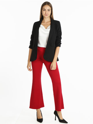 Open women's blazer with gathered sleeves