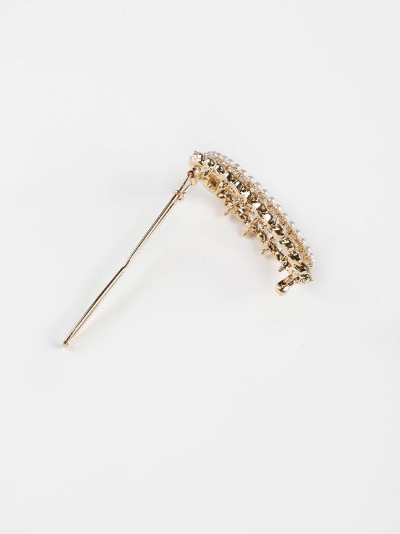Oval hair clip with rhinestones and beads