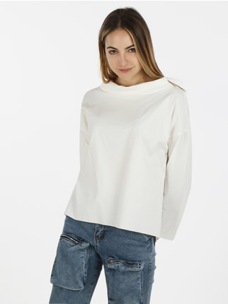Oversized women's blouse in cotton blend