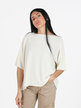 Oversized women's sweater with short batwing sleeves