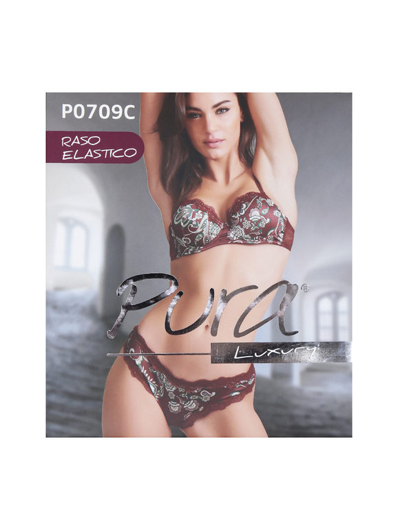 P0709C  Graduated push up bra + satin brazilian with prints