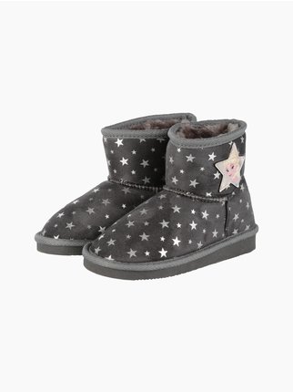 Padded flat ankle boots for girls with stars