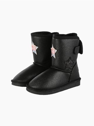 Padded girls' ankle boots with bow