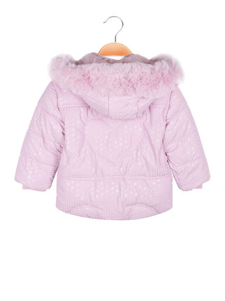 Padded jacket for baby girl with hood