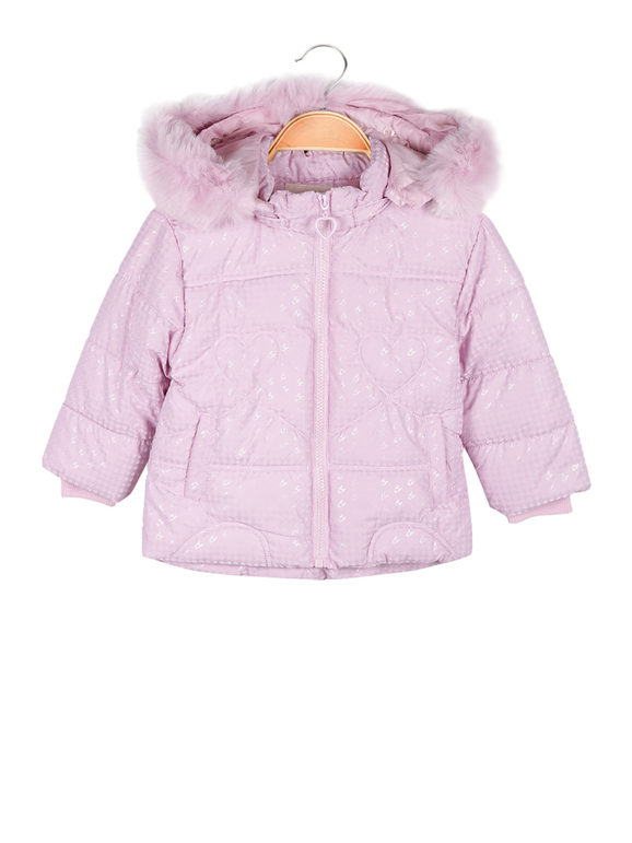Padded jacket for baby girl with hood