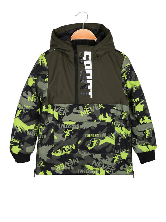 Padded jacket for boy with prints