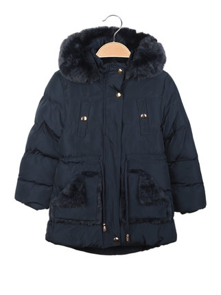 Padded parka for girls with hood