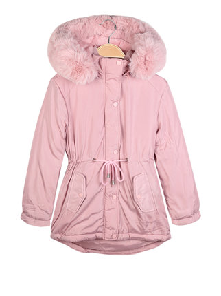 Padded parka for girls with hood