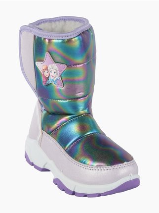 Padded snow boots for girls with strap