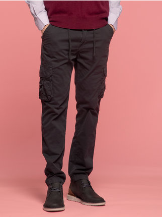 Pantalon cargo pour hommes avec grandes poches et cordon de serrage à la taille