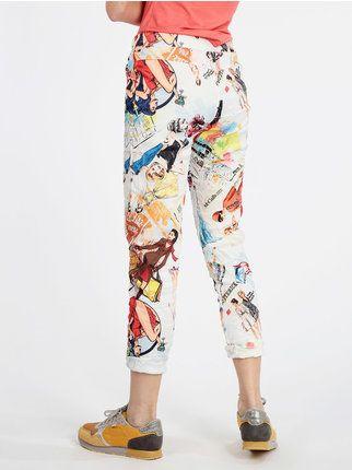 Pantalon femme léger avec motifs imprimés