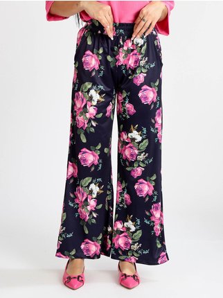 Pantalon palazzo à fleurs pour femme