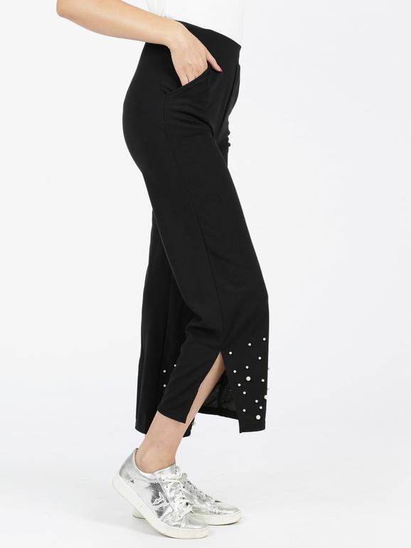 Pantalones negros de mujer, Cintura alta y modelo cropped