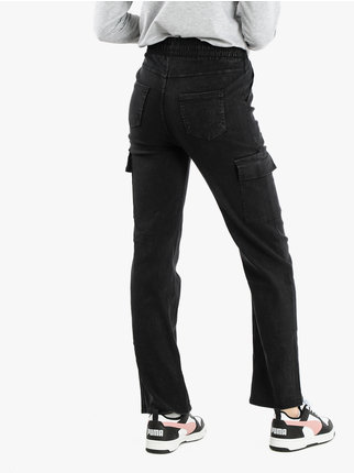 Pantaloni cargo da donna effetto jeans