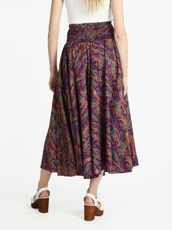 Pantaloni donna in seta multicolor