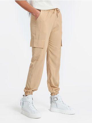 Pantaloni donna leggeri con tasconi e polsini