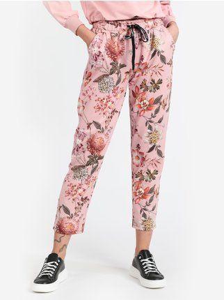 Pantaloni jogger donna a fiori