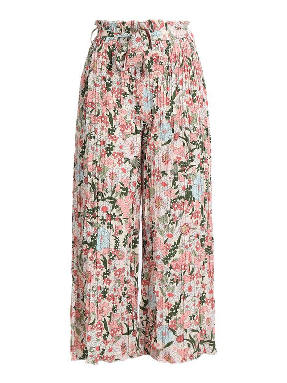 Pantaloni leggeri donna a fiori con cintura