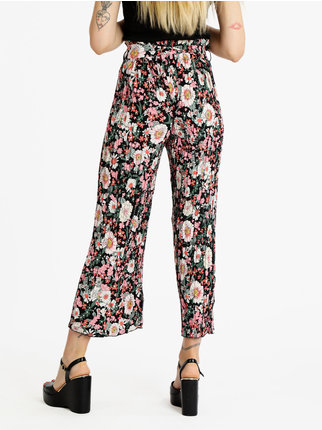 Pantaloni leggeri donna a fiori  con cintura
