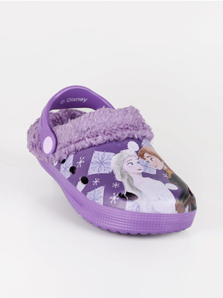 Pantofole da bambina modello crocs con pelo