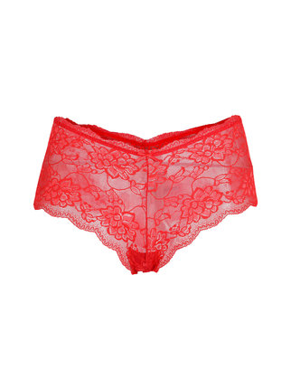 Panty in pizzo rosso con fiocco