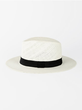 Paper panama hat with ribbon