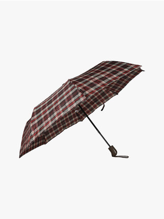 Paraguas plegable a cuadros con estuche