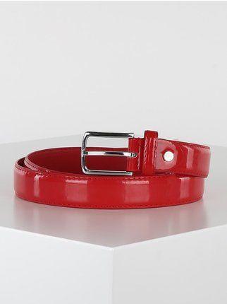 Patent faux leather belt