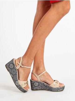 Patent faux leather wedge sandals