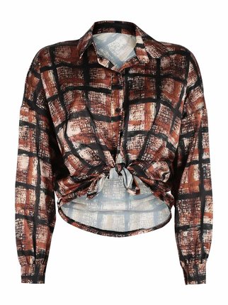 Patterned woman shirt with knot