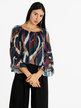 Patterned women's blouse with bell sleeves