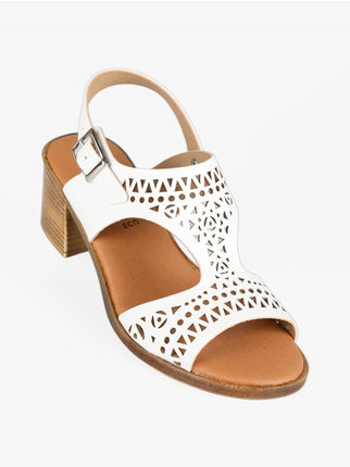Perforated heeled sandals for women