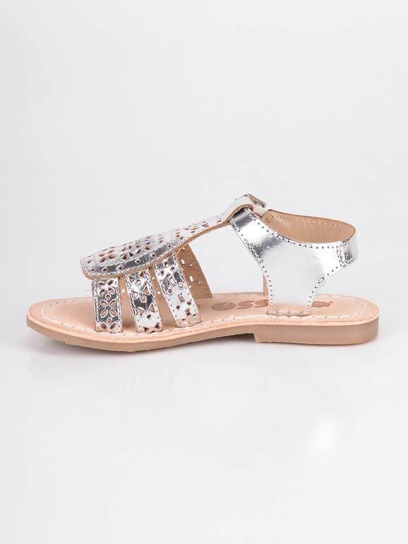 Perforated leather sandals for girls