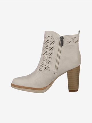 Perforated women's ankle boots with wide heel