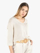 Perforated women's sweater with V-neck