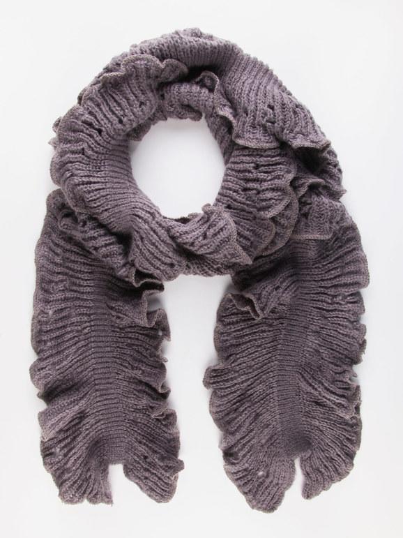 Perforated wool blend scarf