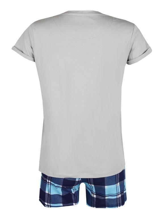 Pigiama corto  t-shirt + shorts a quadri