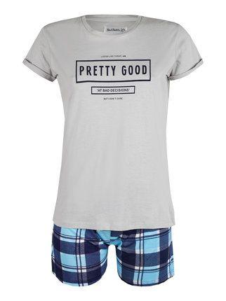 Pijama corto  camiseta + pantalón corto a cuadros