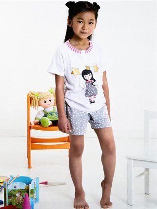 Pijama corto de algodón para niñas