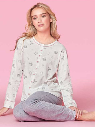 Pijama de mujer de algodón con botones