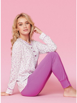 Pijama de mujer en algodón con flores estampadas
