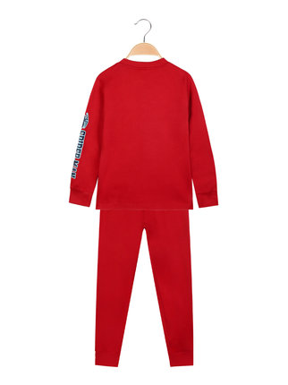 Pijama largo calentito de algodón para niños con estampado.