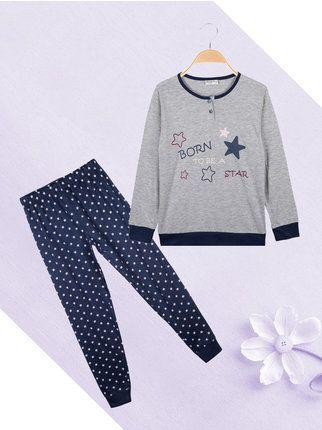 Pijama largo de 2 piezas con estrellas