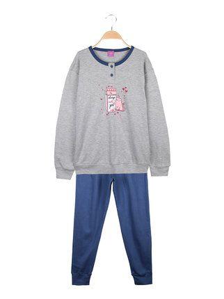 Pijama largo de algodón cálido para niñas