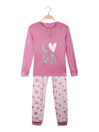 Pijama largo de algodón para niña