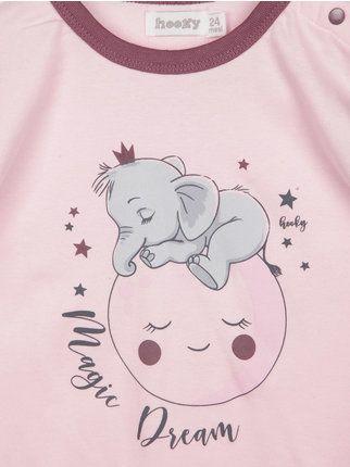 Pijama largo de bebé niña con estampado de diseño